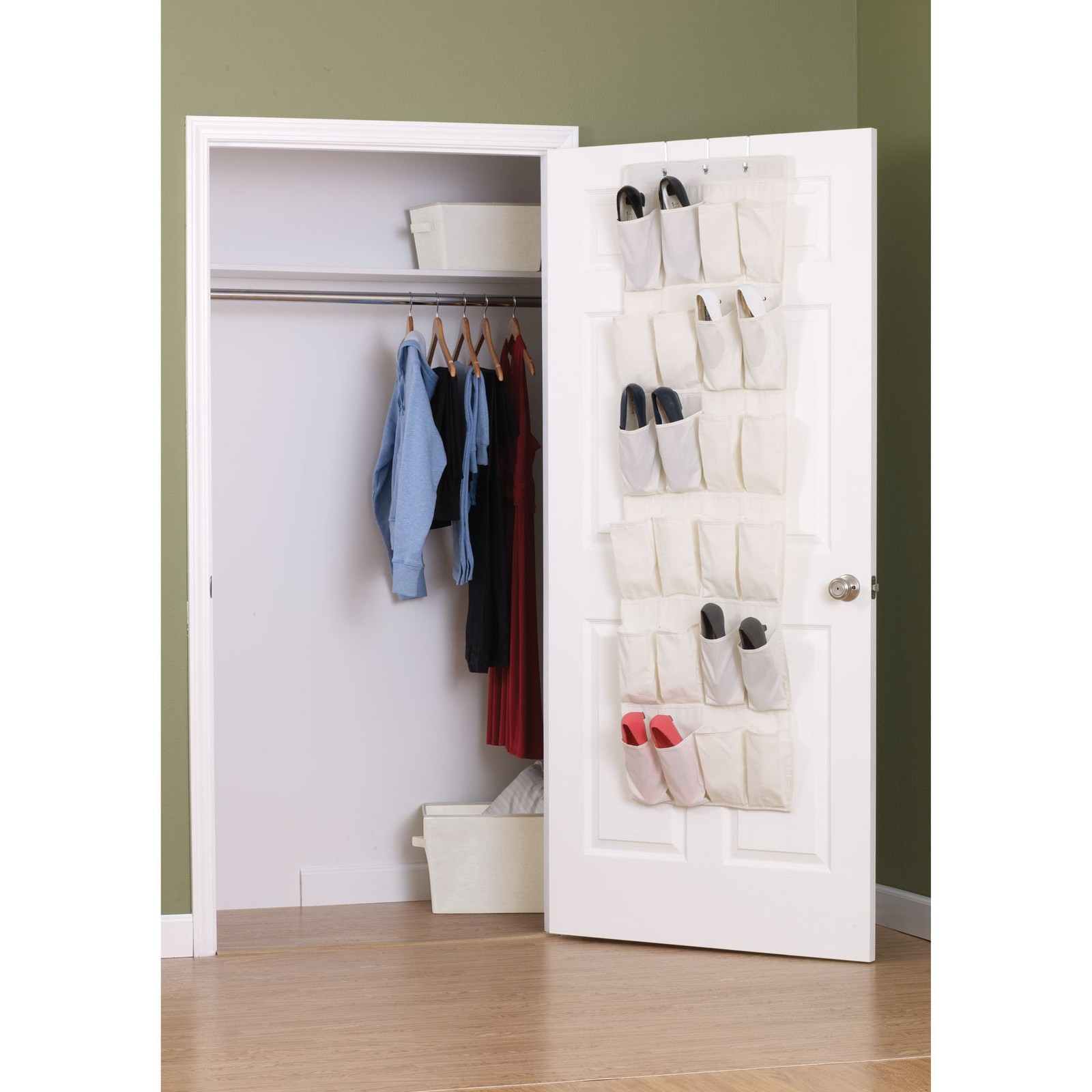Household Essentials Over The Door 24 Packet Shoe Storage Organizer Natural