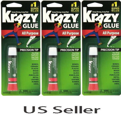 3PCS Krazy Glue Instant strong Glue crazy fast Tube All Purpose 0.07 oz -US ship