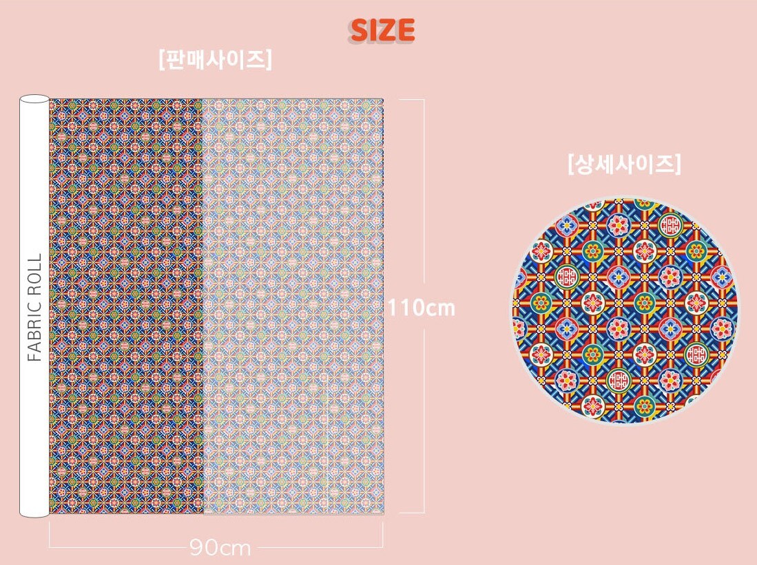 Korean Traditional Dancheong The Happy Patterned Fabric made in Korea BTHY