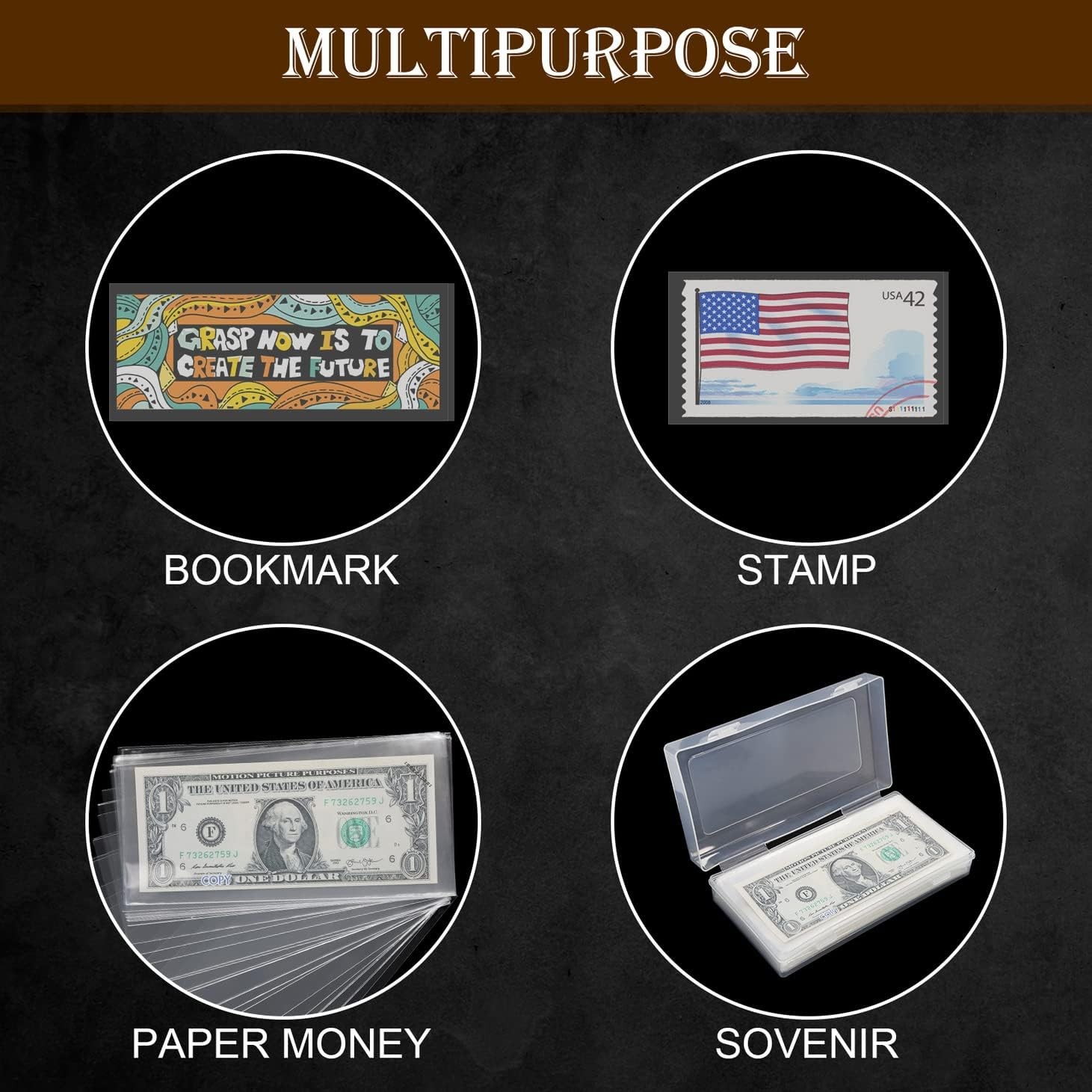 200 X Money Clear Bag Storage Protect World/US Currency Banknotes Soft Sleeves