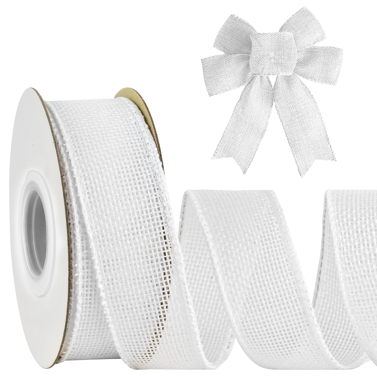 1.5 Inch x 10 Yards Wired Black Burlap Ribbon Unbleached Heavyweight Craft