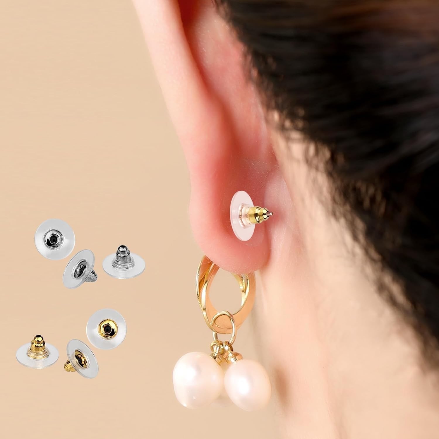 100 Pcs Metal Earring Clutch Jewelry Making Tools Back Stopper Backs with Pad
