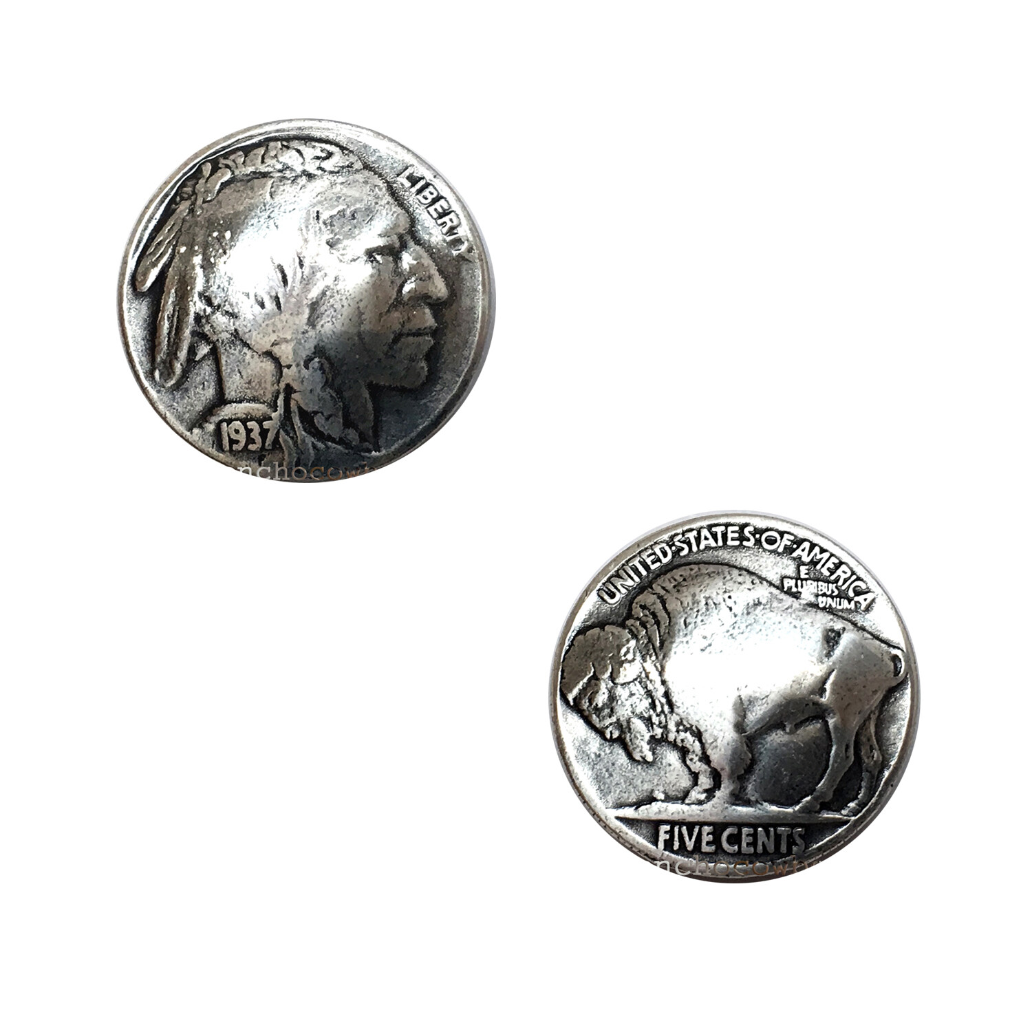 Buffalo Nickel Indian Head Reproduction Coin Conchos Size 7/8″,Screw back concho