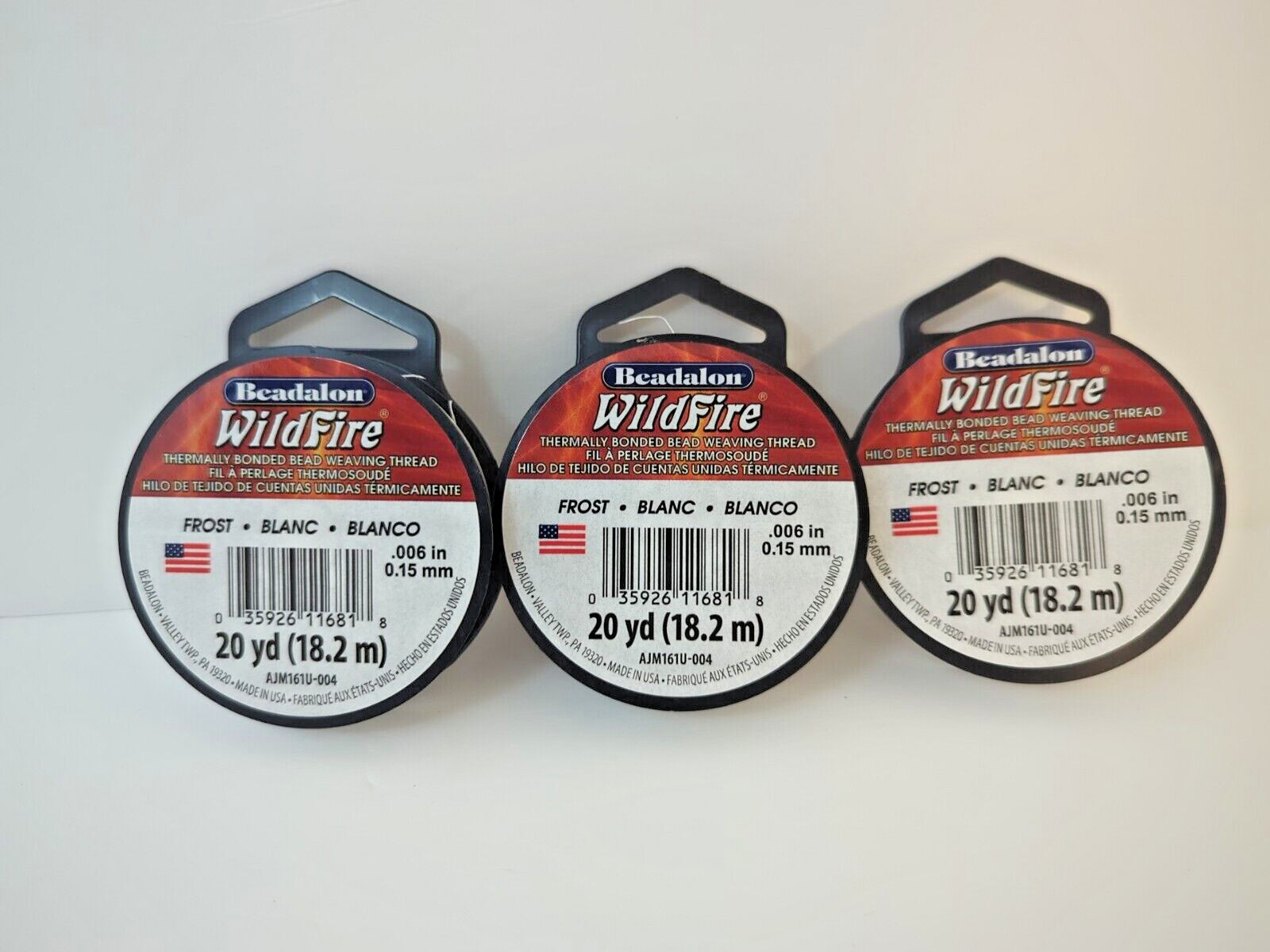 Beading Thread Beadalon .006 in 0.15mm WILDFIRE Frost Blanc 20 Yards (Qty 3)