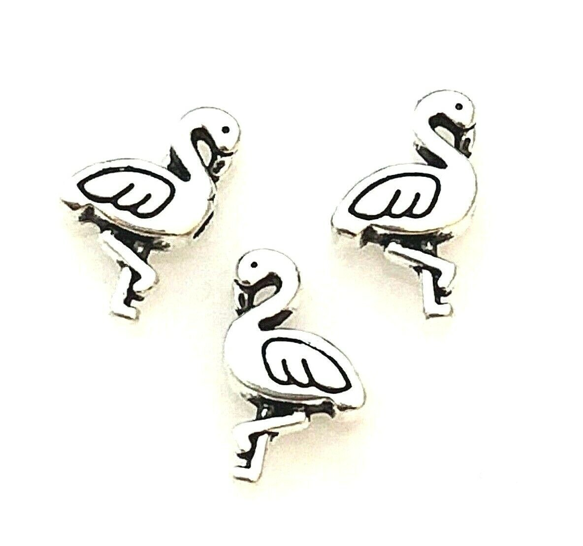 100 Tibetan Silver 12x8mm Two Sided Flamingo Bird Bali Spacer Metal Bulk Beads