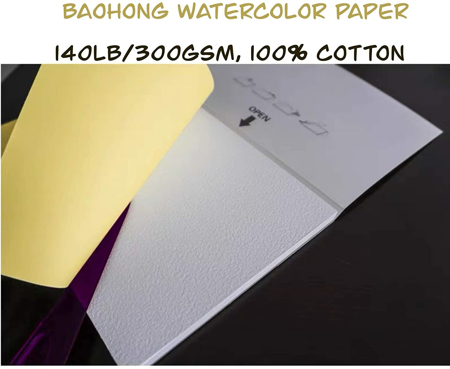 BAOHONG Artists’ Grade Watercolor Painting Paper,100%Cotton Cold Press,20 Sheet