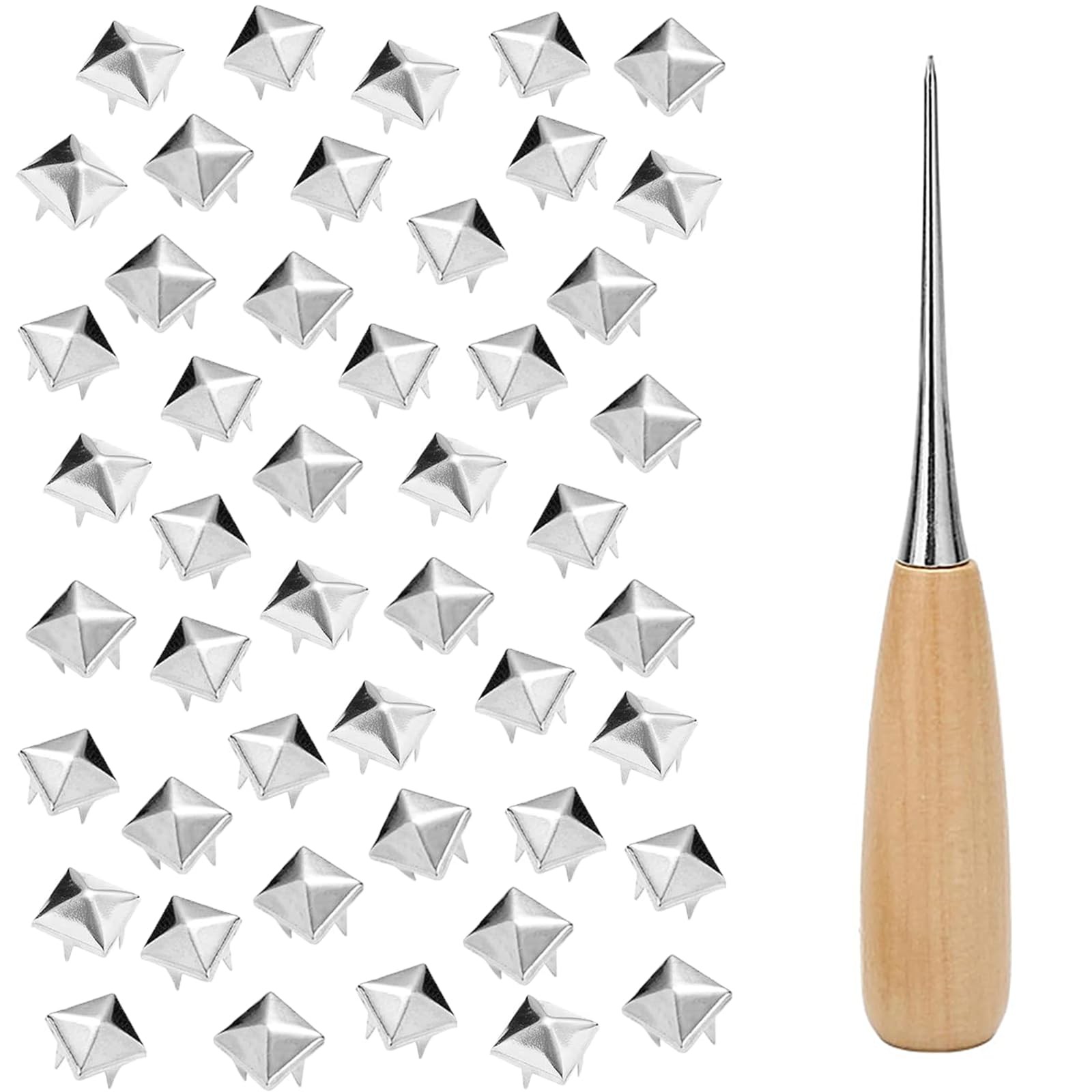 800 Pcs 10mm Pyramid Studs for Clothing Metal 10 millimeters, Silver