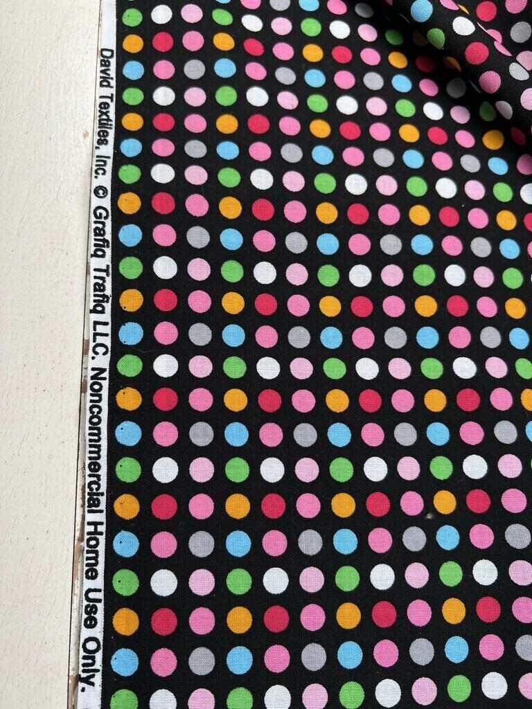 Fabric – OOP Brown Colorful Polka Dot David Textiles Grafiq Trafiq 63″ L x 44″ W