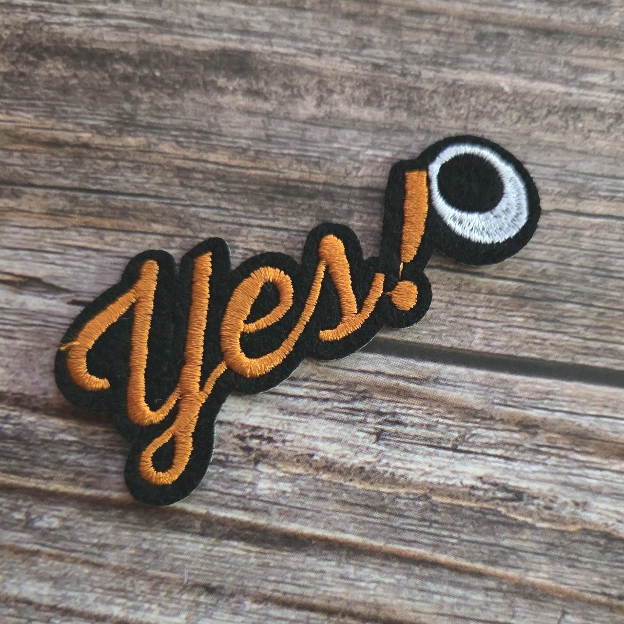 Yes! Funny Text Punk Rock Diy Eye Orange Iron On Patch