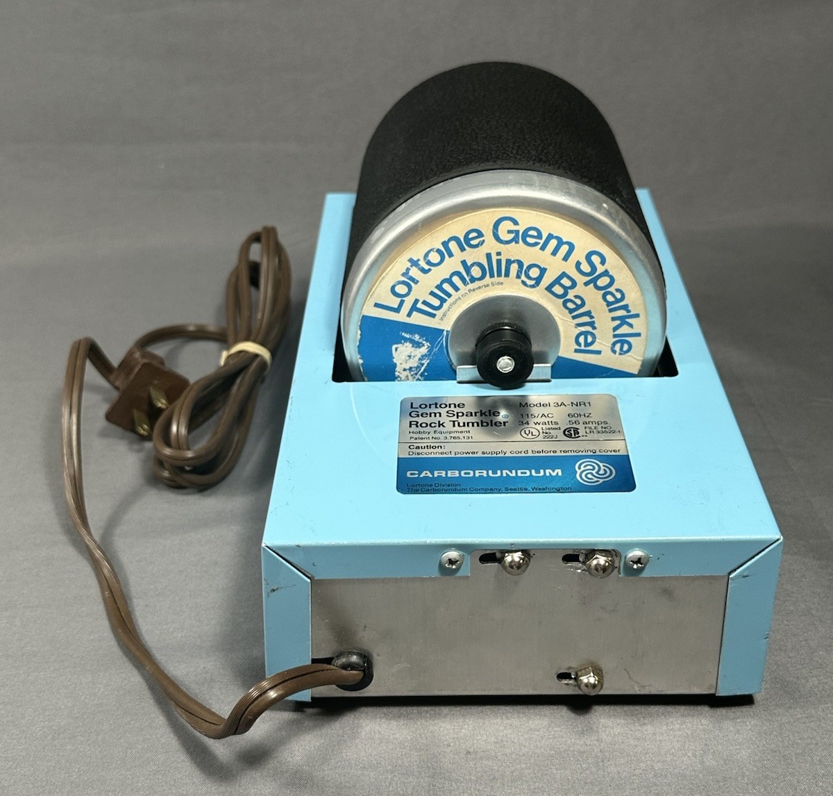 Vintage Lortone Gem Sparkle Rock Tumbler Model 3A-NR1 Lapidary Polisher CLEAN