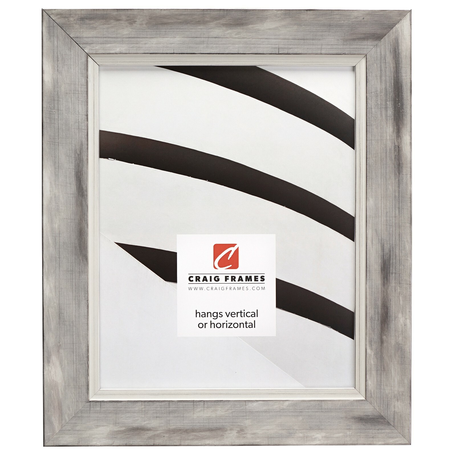 Craig Frames Aristocrat, 1.625″ Wide Distressed White and Silver Picture Frame