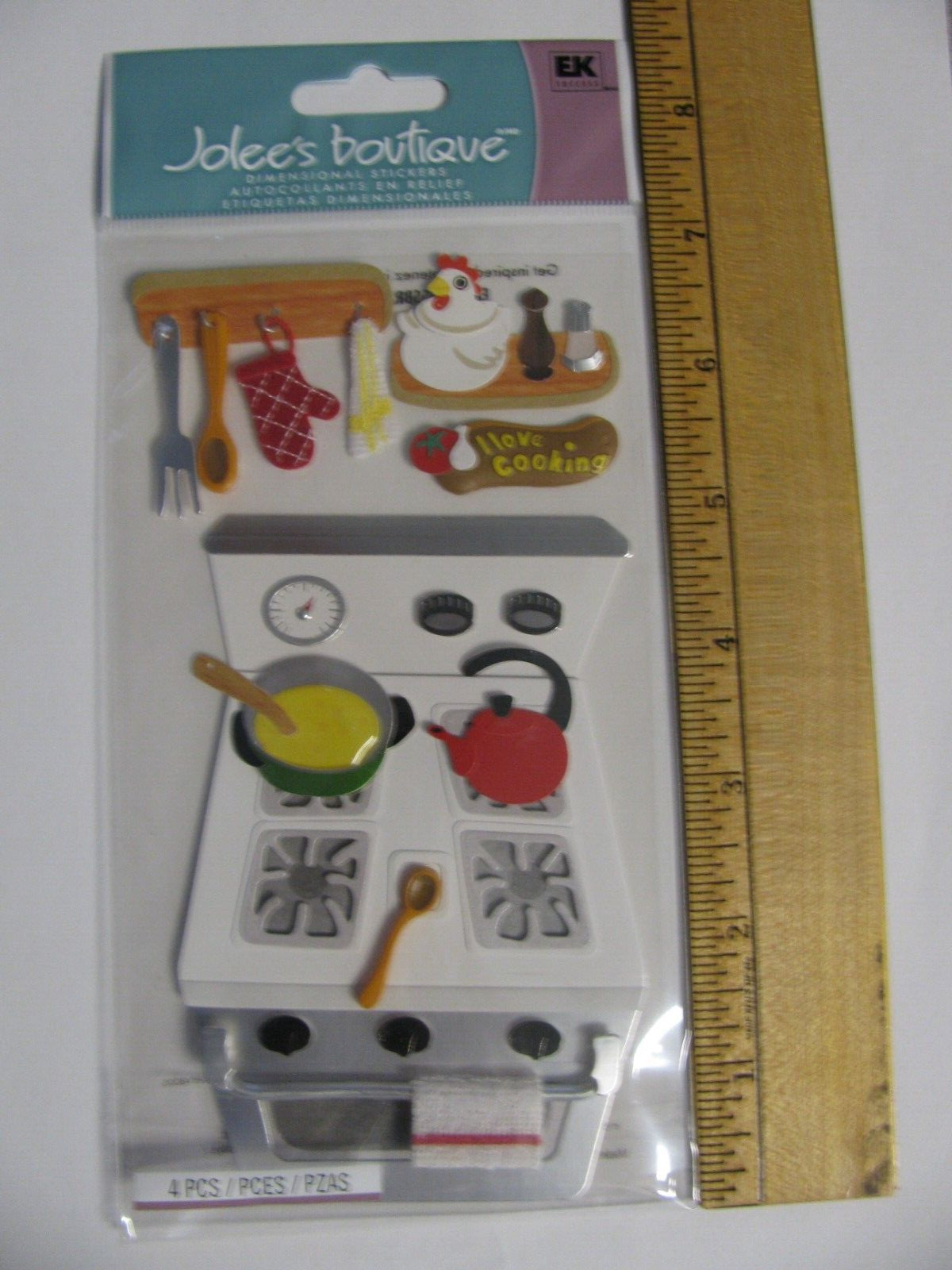 Jolee ‘s COOKING Stovetop Utensils Teapot I Love Cooking 4 Pieces NOS