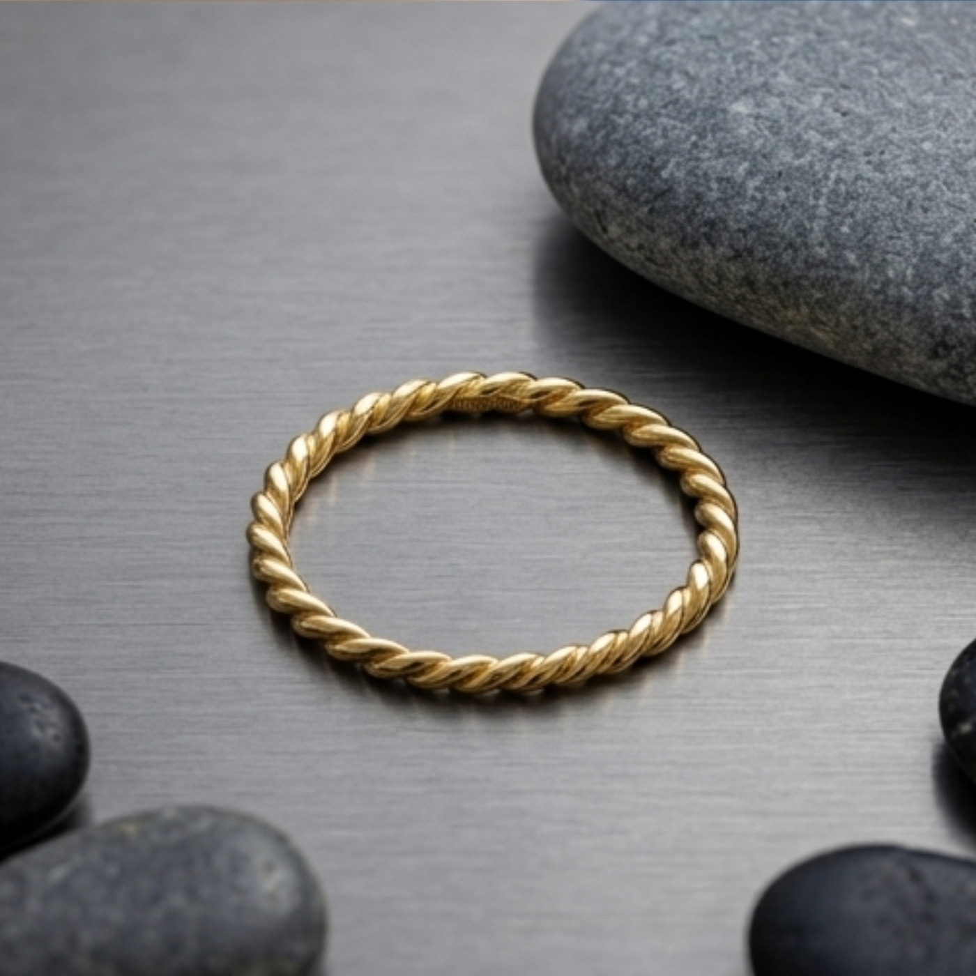 Elegant Handmade Twisted Ring, Minimalist Stackable Rope Band Promise Gift
