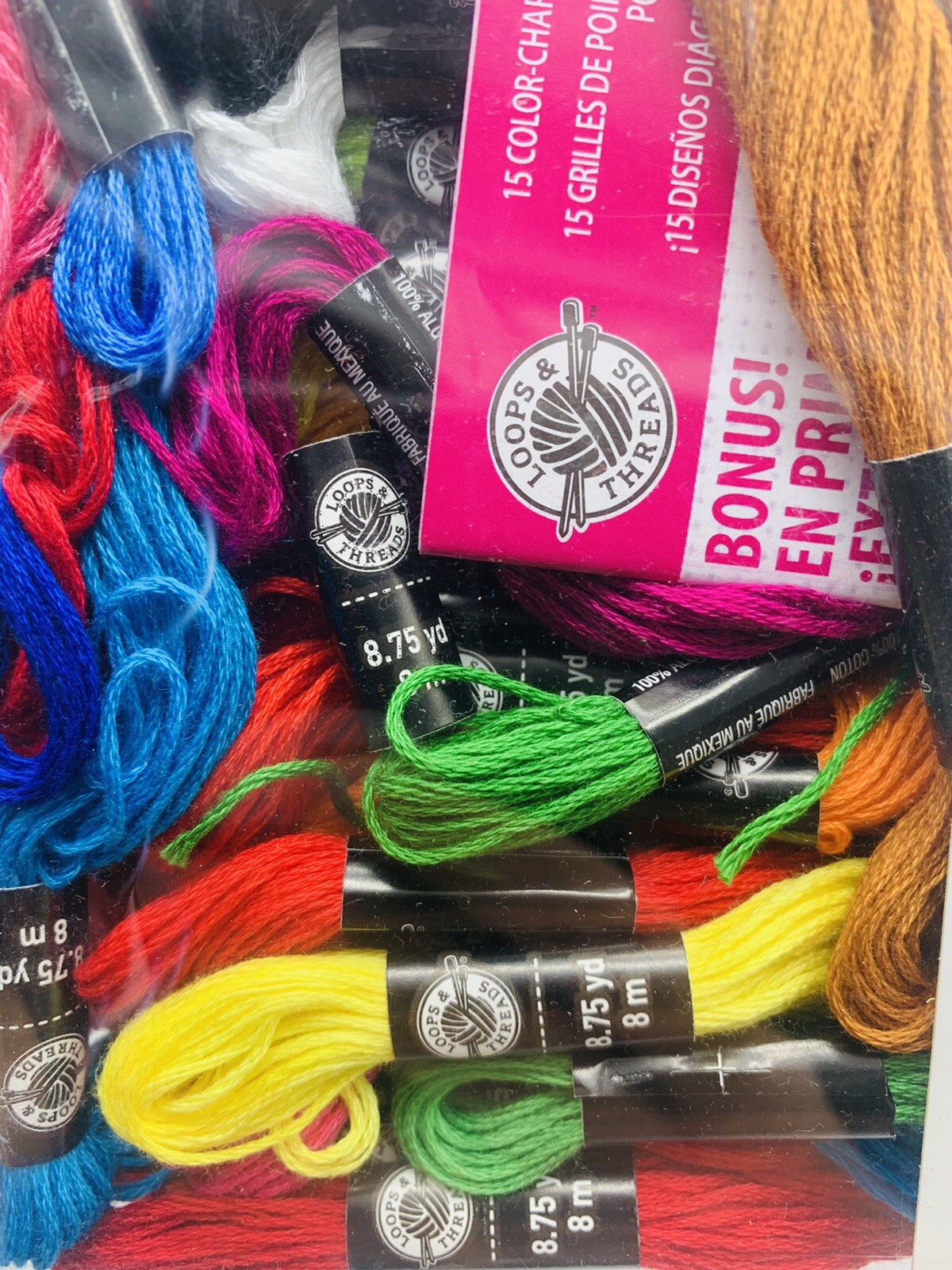 Loops & Threads Craft Cord Floss Pack 105 Skeins Multiple Colors New Open Box