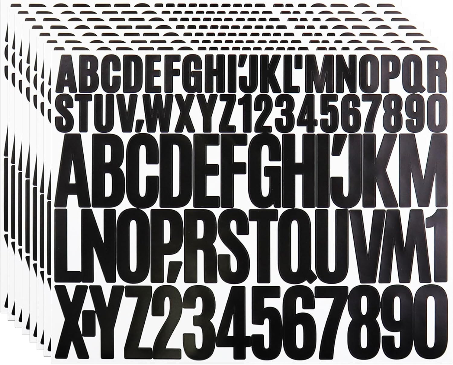 8 Sheets Black Letter & Number Stickers 1 & 2 Vinyl Alphabet for Crafts