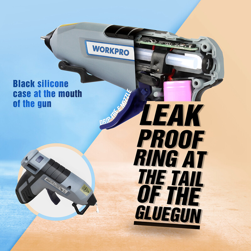 WORKPRO Cordless Mini Hot Glue Gun Fast Preheating Glue Gun Kit w/20 PCS Sticks