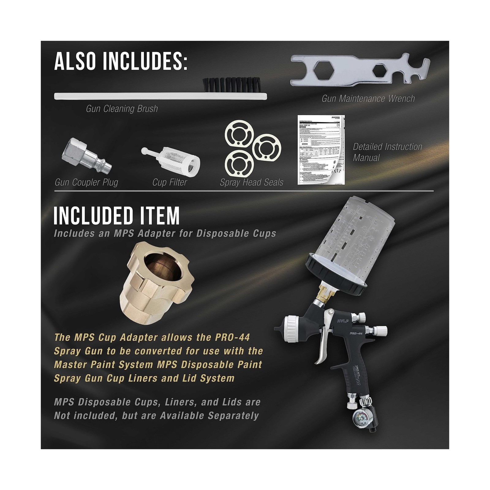 Master Elite High Performance PRO-44 Series HVLP Spray Gun Ultimate Kit with …