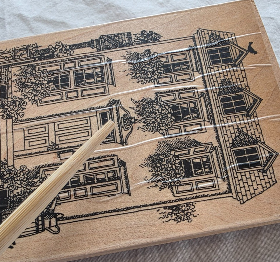 Impression Obsession House G1742 Large Wood Block Rubber Stamp Colonial Rowhome