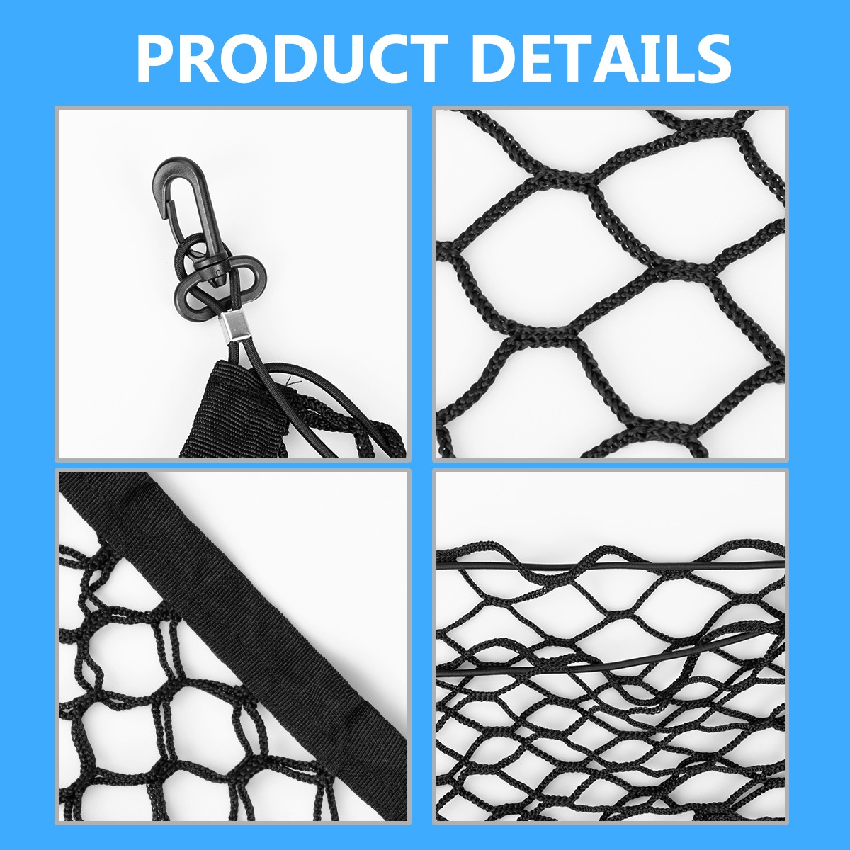 41*23inch Trunk CARGO NET Car Nylon Elastic Mesh Organizer Truck SUV 4 Hook Rear