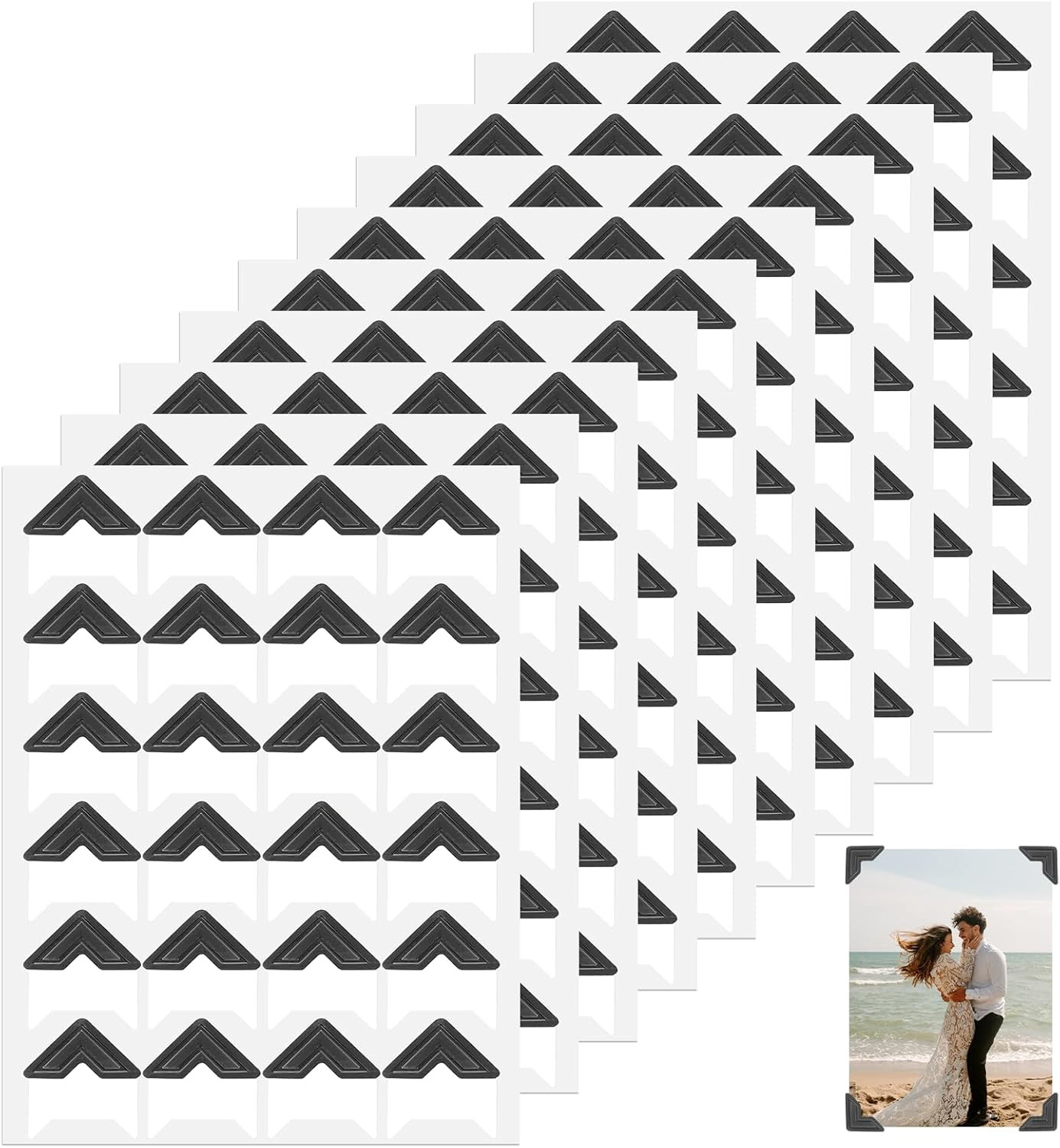240 Pcs Black Photo Corners, Self Adhesive Photo Corners for Scrapbooking, Photo