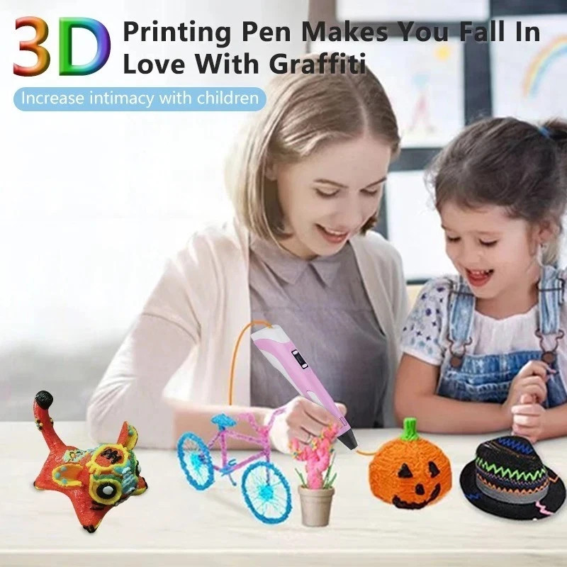 3D Printing Pen 3D Drawing Pen with LED display 12 color Filament Kids gift