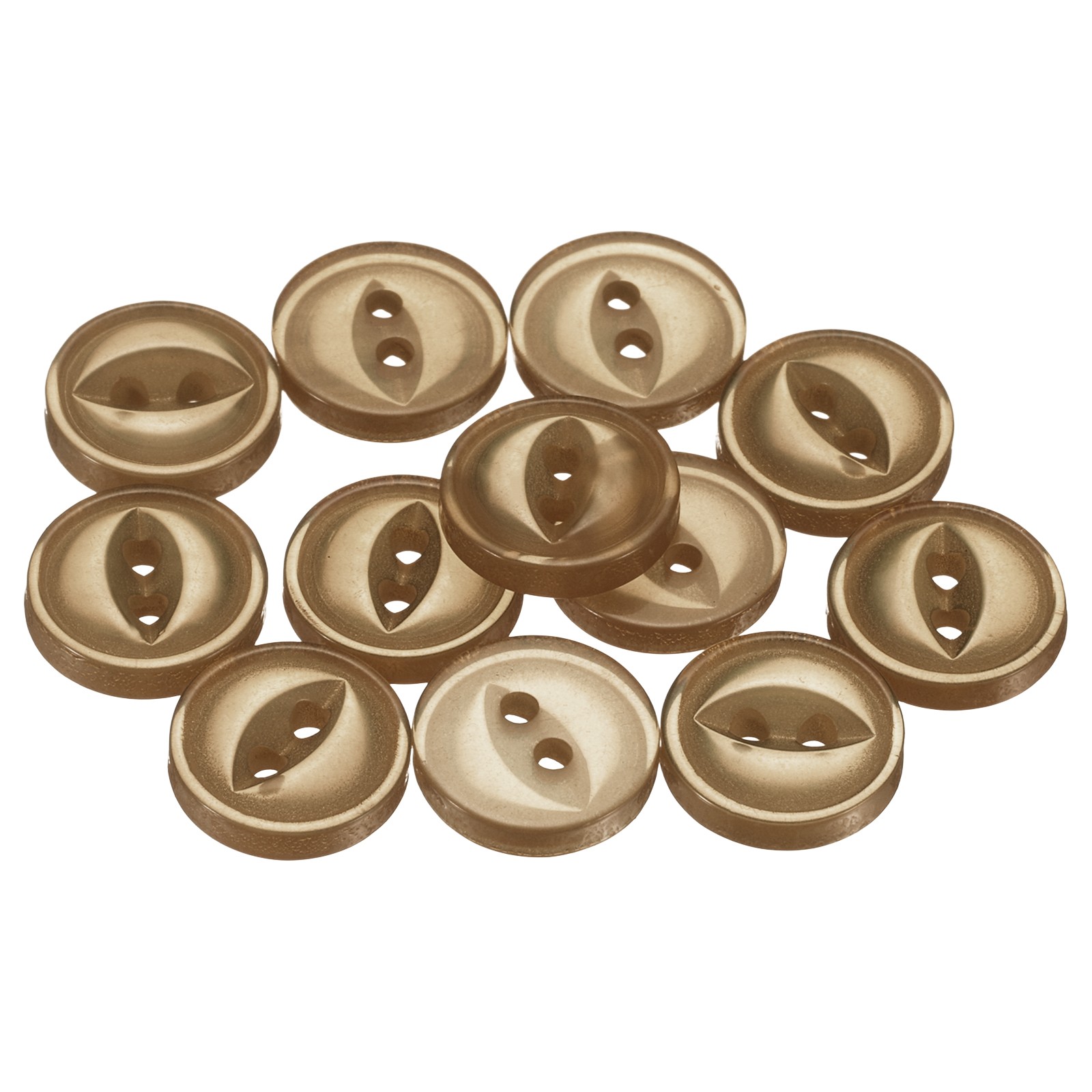 12pcs Brown Round Sewing Buttons 10mm Resin 2-Hole Fish Eye Craft Button