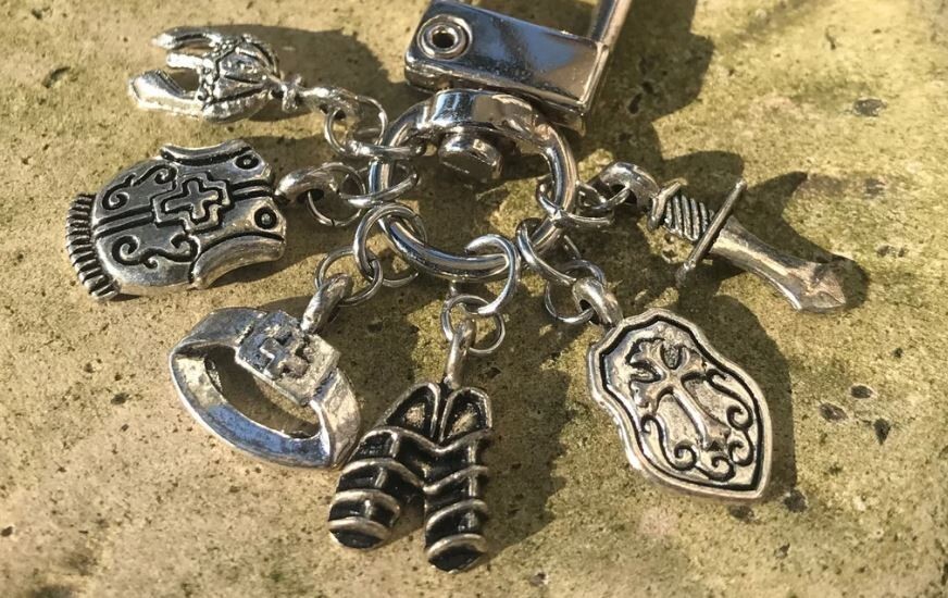MIXED SET of 8 New SMALLER ARMOR of GOD Charms Silver Alloy ONE EACH Free Ship!