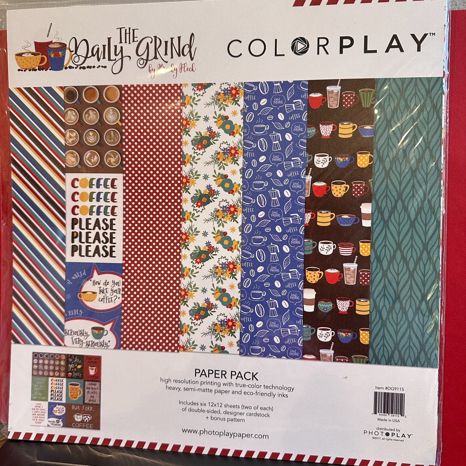 ColorPlay Paper Pack 12X12 The Daily Grind -Coffee Scrapbook Cards