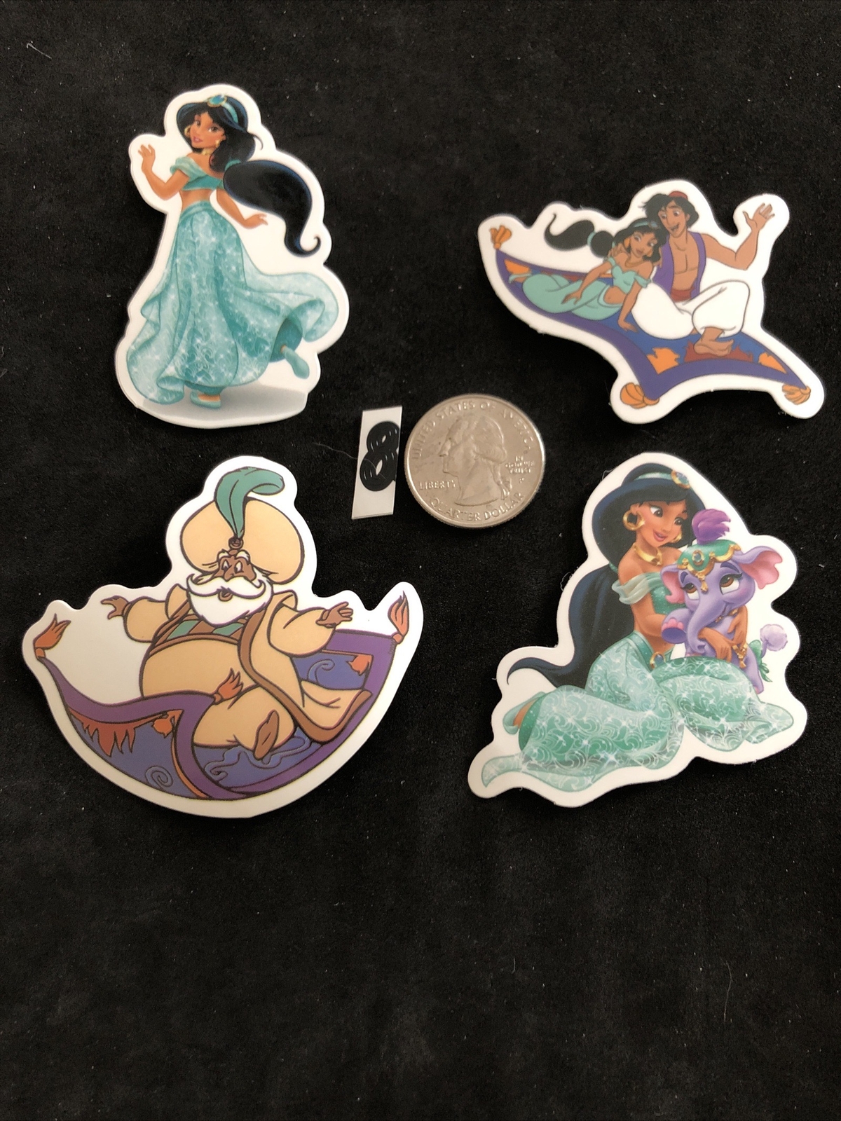 Disney Stickers – Disney Aladdin – Jasmine Lot of 4 Stickers.
