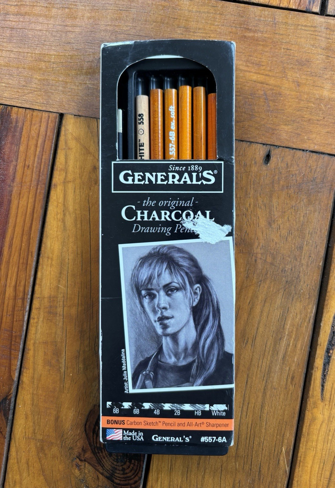 General’s Charcoal Drawing Pencils Set of 6 Plus Carbon Sketch Pencil