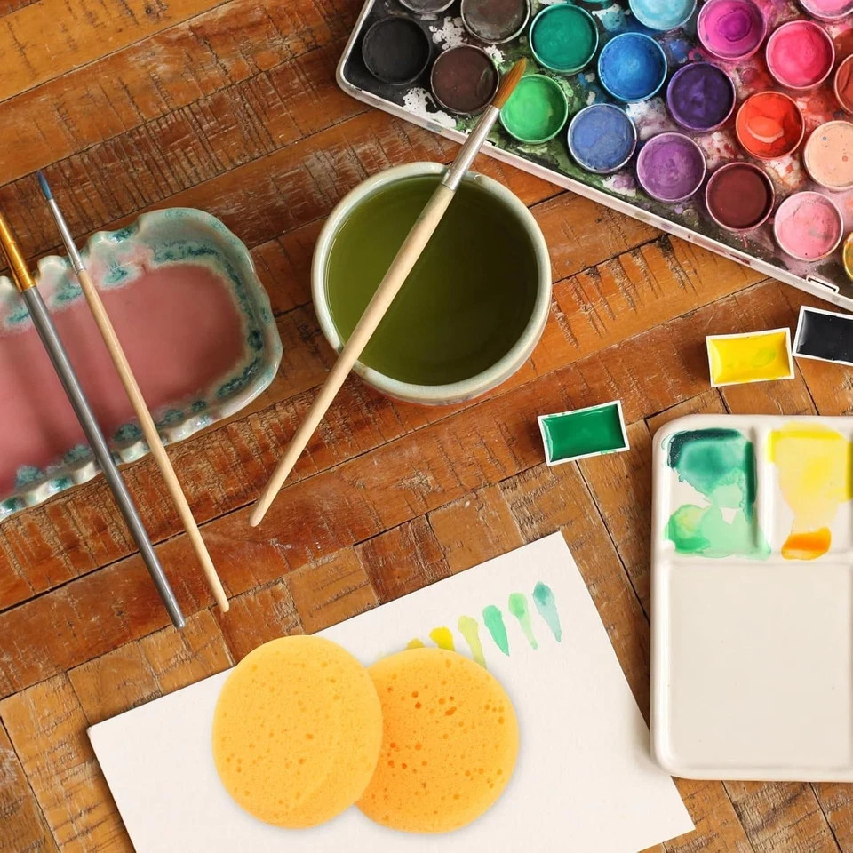 12PCS Round Pottery Sponges for Clay & Painting, Durable Synthetic Craft Sponges
