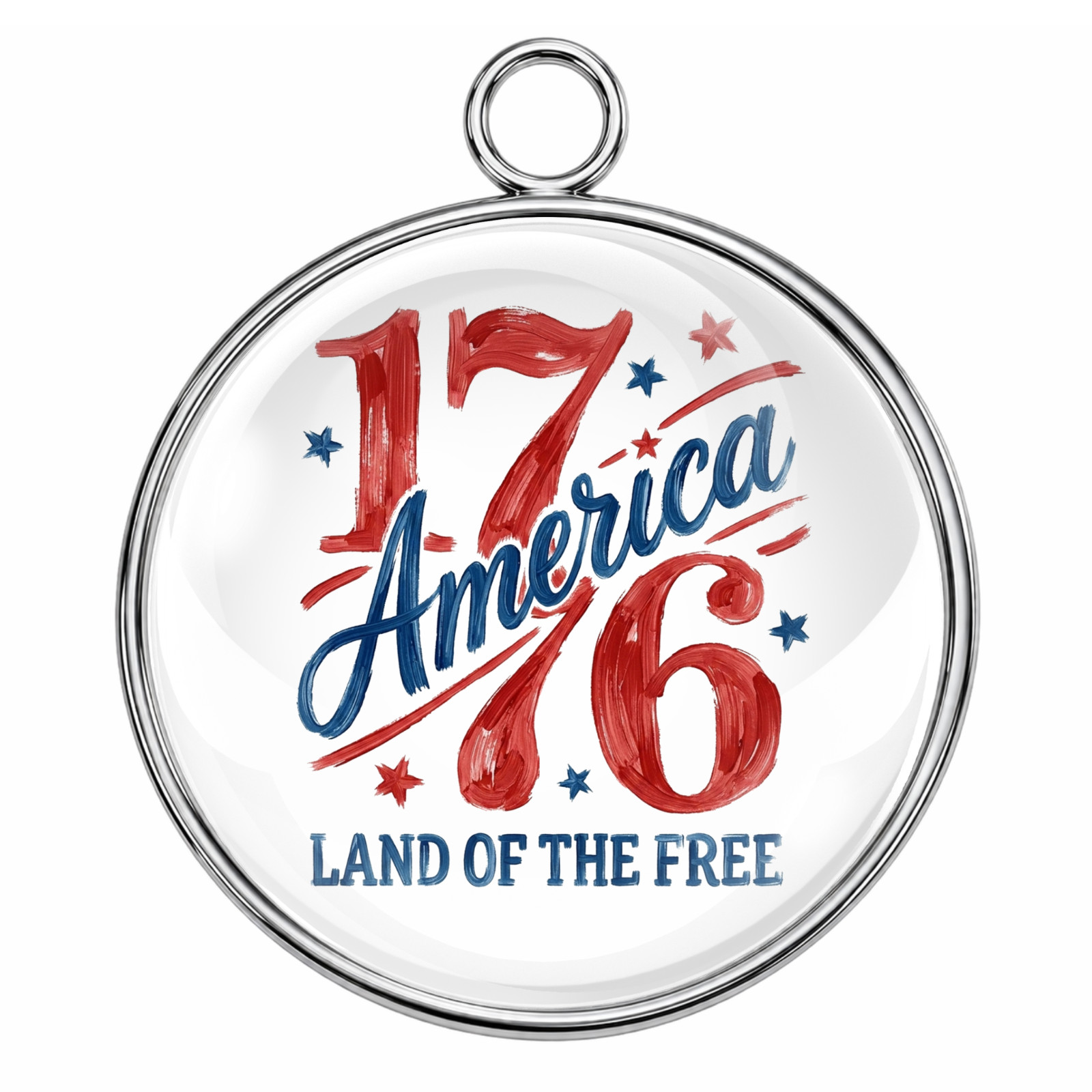 Land of the Free Glass Cabochon Charm, Americana Jewelry Supply