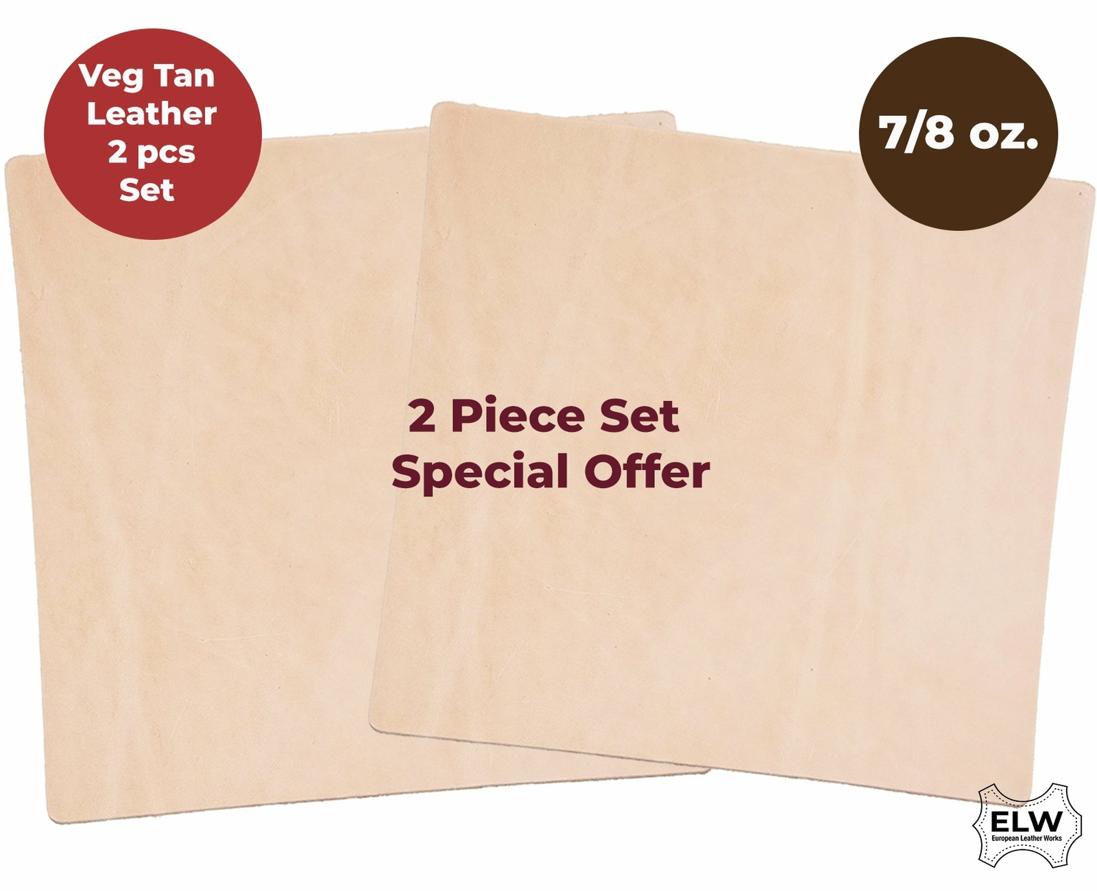 Veg Tan Tooling Leather 7/8 oz (2.8-3.2mm) 2 Piece Special Price