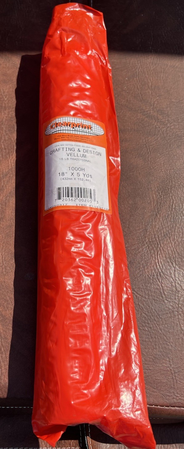Clearprint 18″ x 5 Yards 1000H Design Vellum Roll 16 lb. 100% Cotton