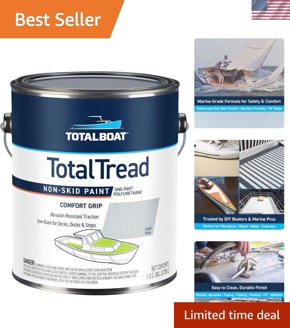 TotalTread Non-Skid Deck Paint, Marine-Grade Anti-Slip Traction Coating for B…