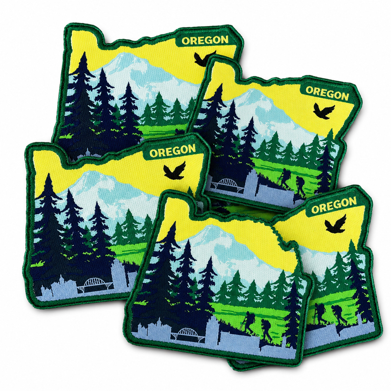 Oregon State Shaped Iron On Patch 3.5 Inches From Portland to The Cascades