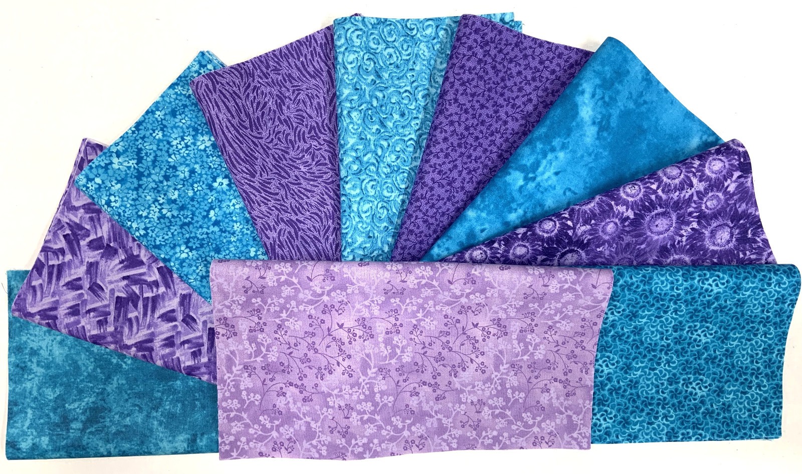 Special Strips!! Teal & Purple 10 -5 ” x 44″ Strips Quilting & Sewing Fabric