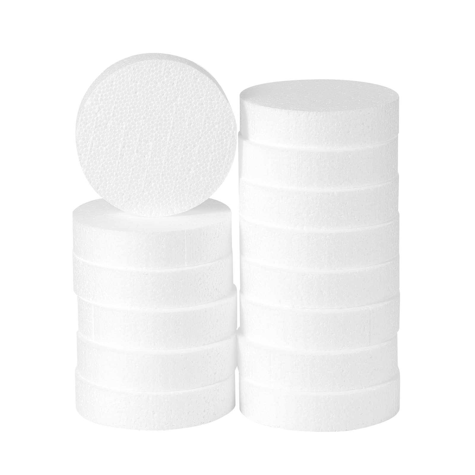 14Pack 3 Inch 1″ Thick Round Polystyrene Craft Foam Circles Discs Base Box