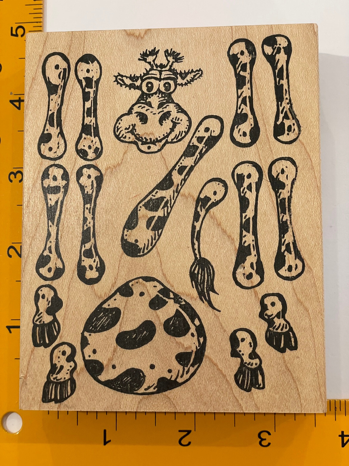 Giraffe Paper Doll Rubber Stamp by Visions of Ink – RARE!