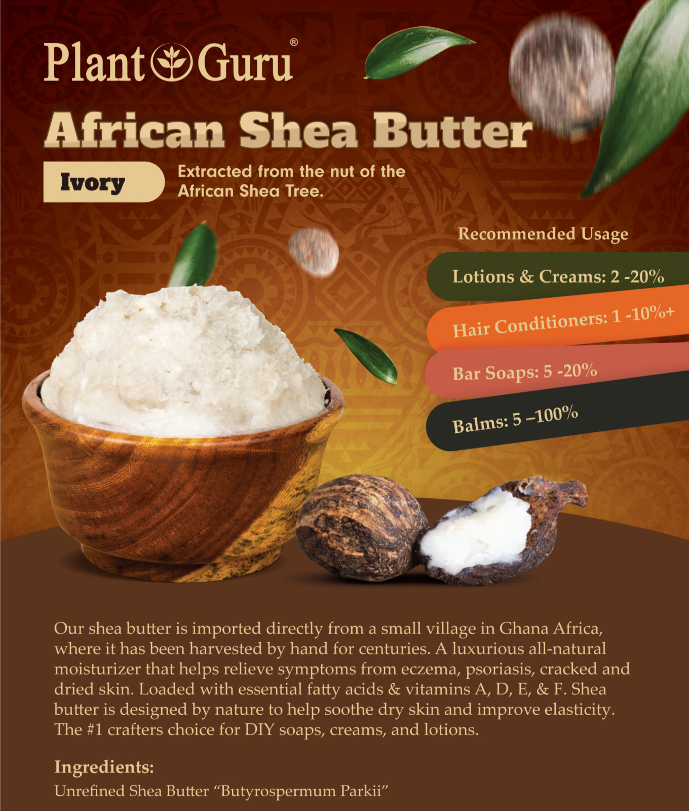 8 oz. Butters 100% Pure Raw Natural Organic For Skin Face Body Hair