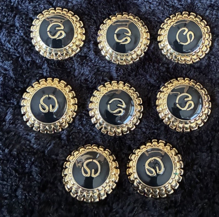 St. John Gold Black Signature SJ Logo Replacement Total 7 Button Lot Grannycore