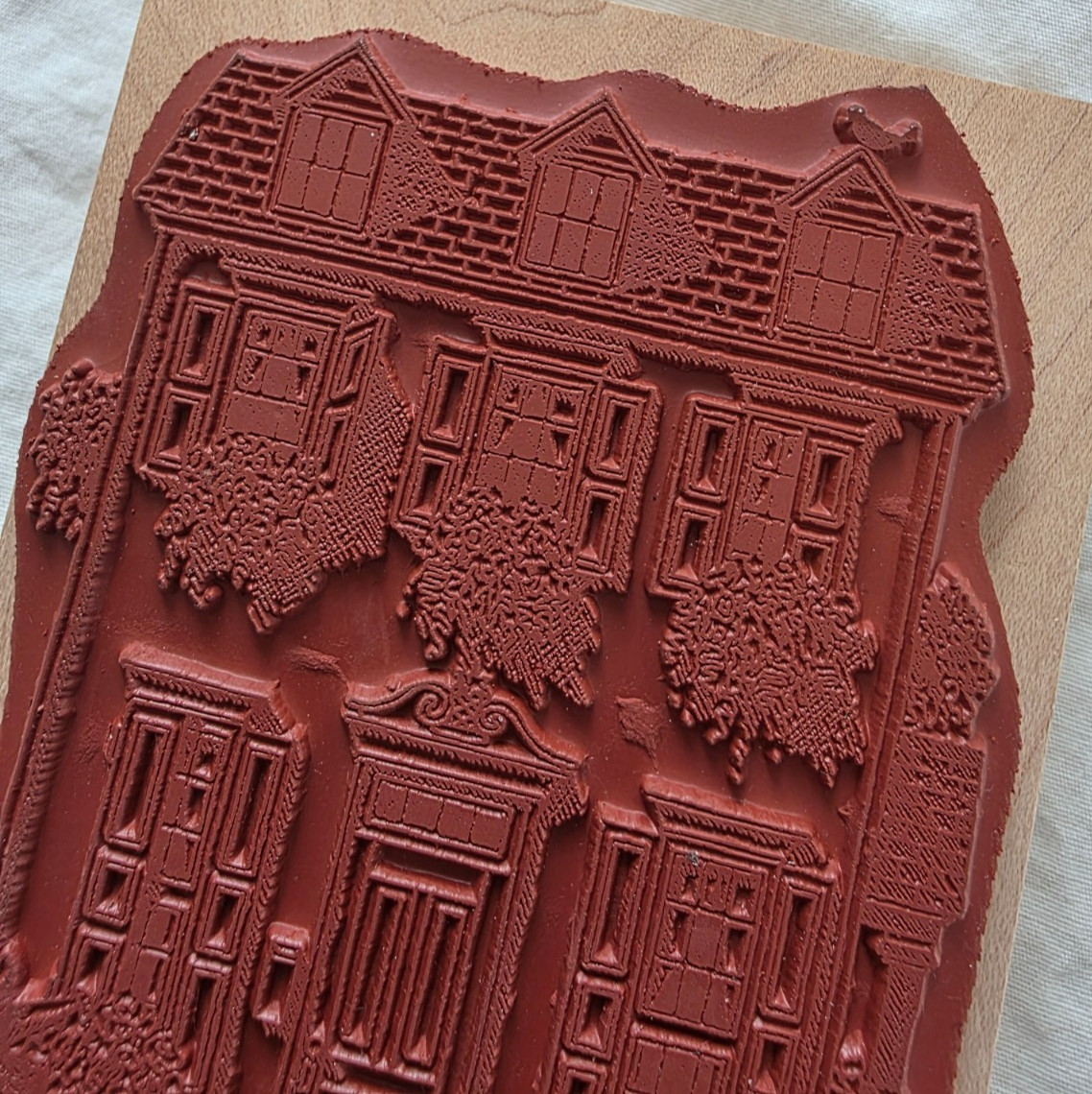 Impression Obsession House G1742 Large Wood Block Rubber Stamp Colonial Rowhome