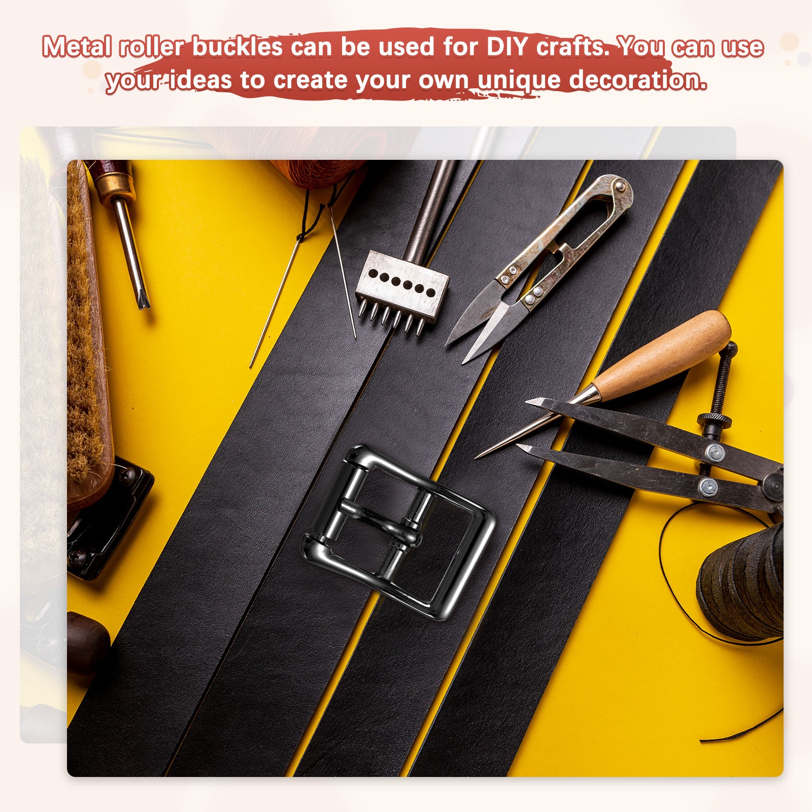 0.86 in Metal Roller Buckle [8Pcs] – Single Prong Buckle – [Black]