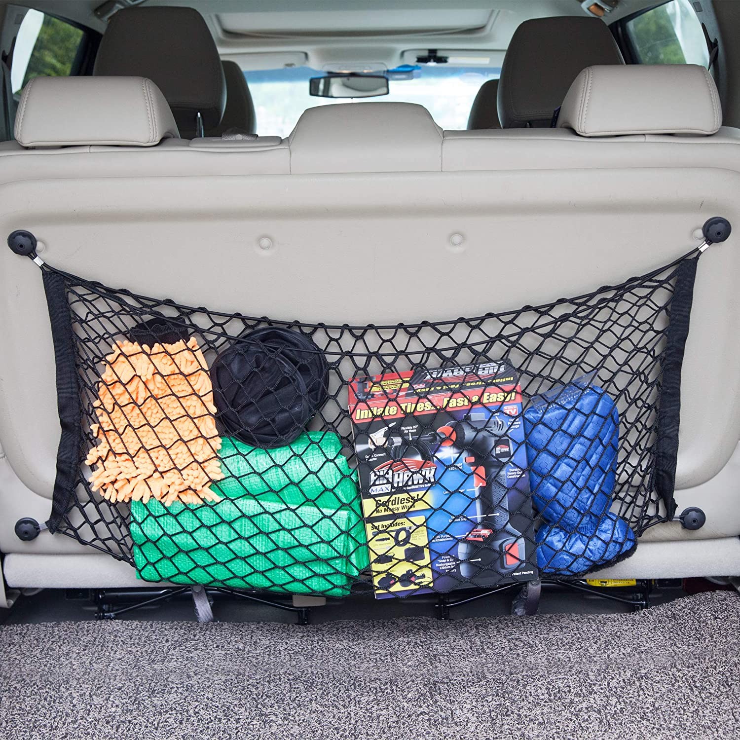 41*23inch Trunk CARGO NET Car Nylon Elastic Mesh Organizer Truck SUV 4 Hook Rear