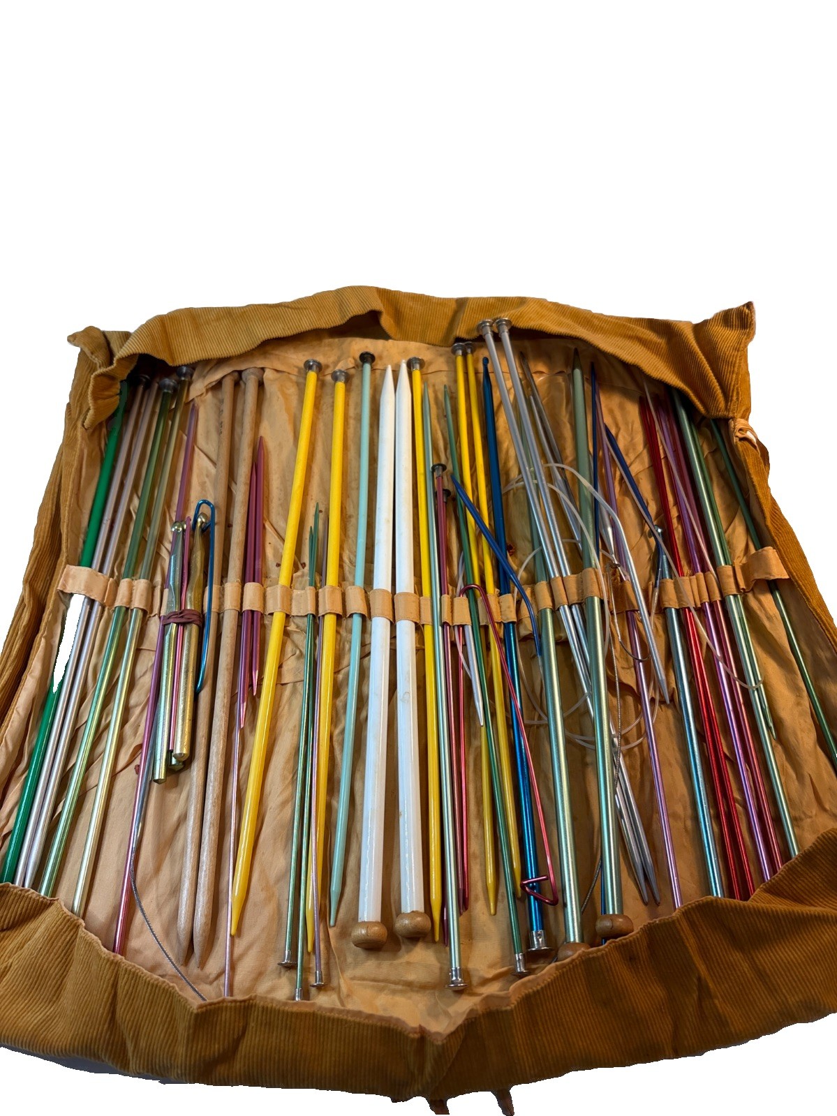 Huge Lot Of Vintage Single Hook Knitting Needles Various Size wood plastic metal