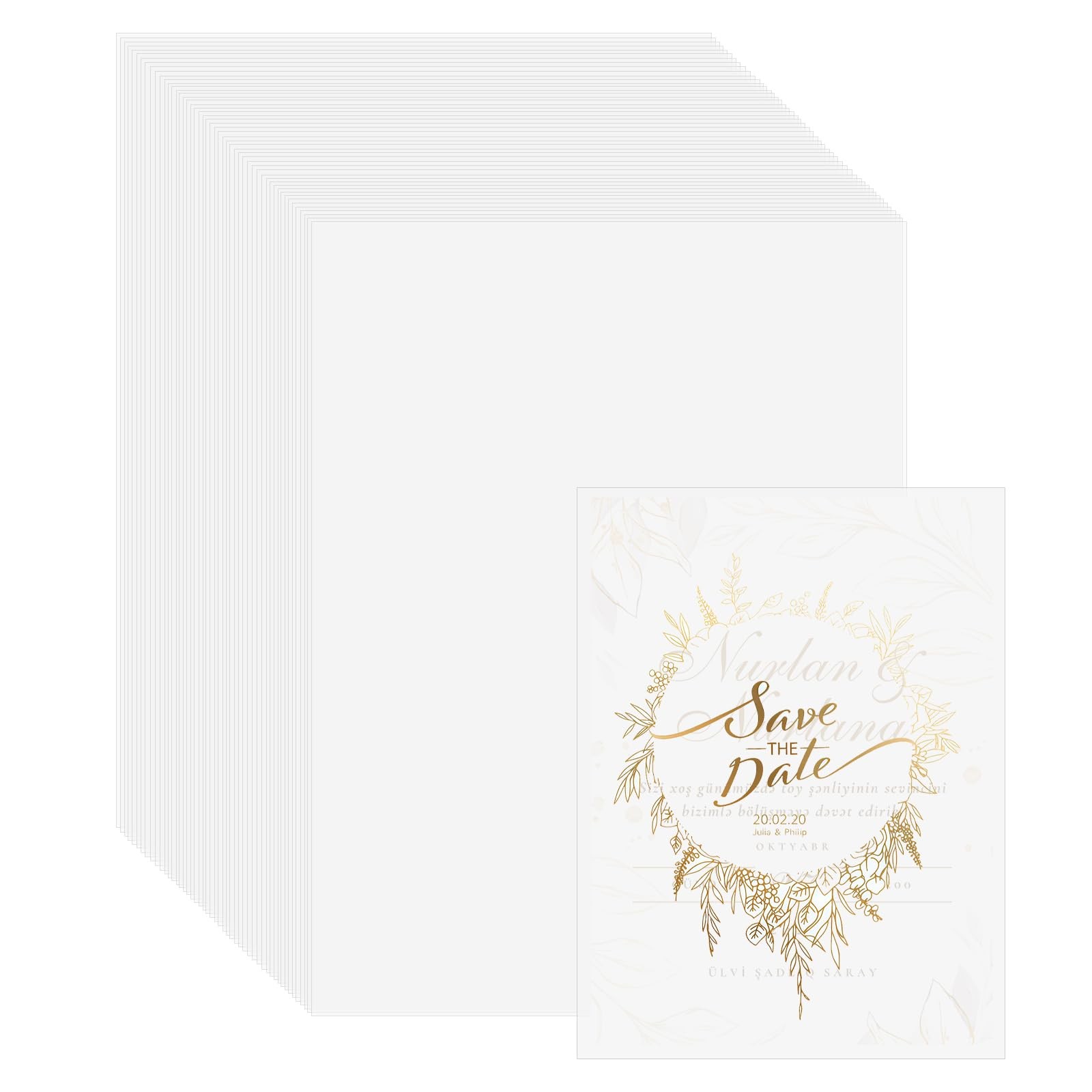 50 PCS Translucent Vellum Paper AcidFree Parchment Invitations Tracing Craft