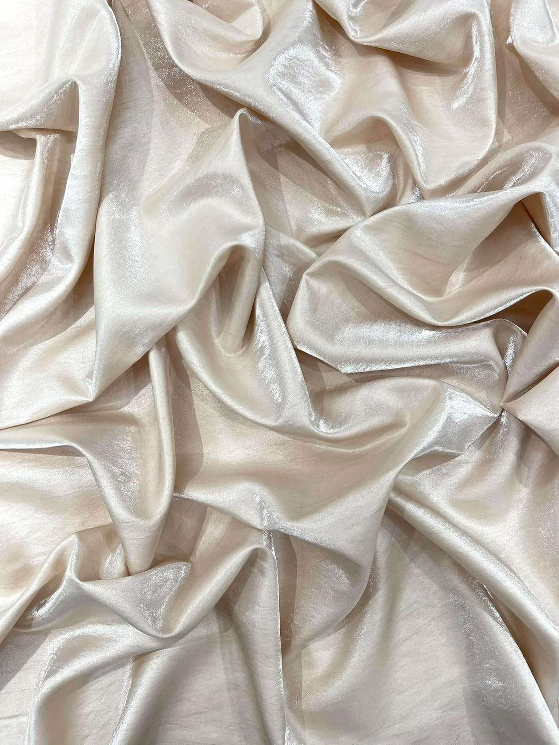 Iridescent Liquid Dupioni Fabric 58″ Wide Lightweight Material Champagne