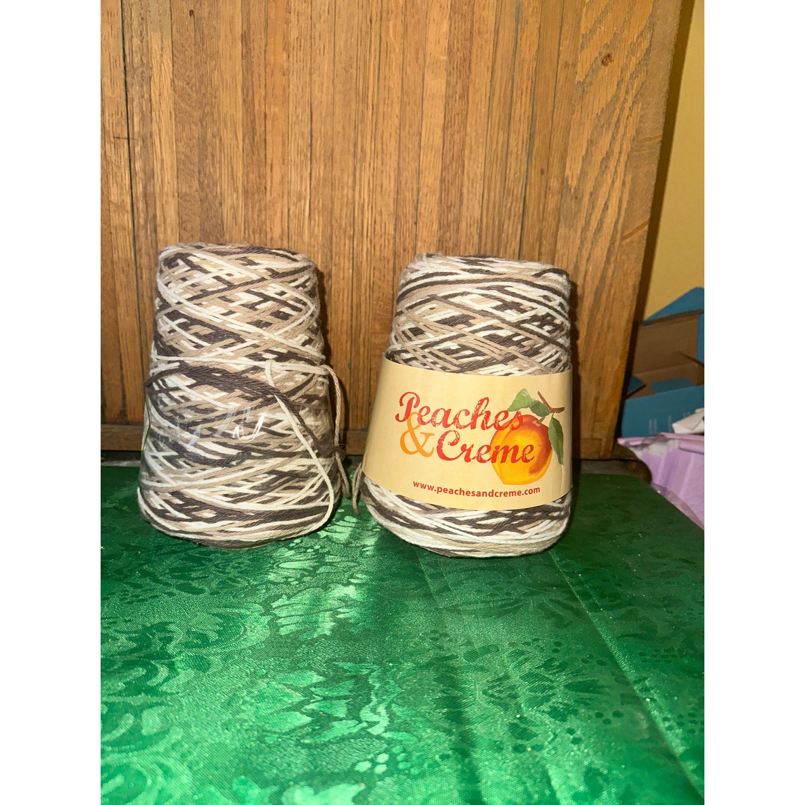 Vtg Peaches & Creme Cotton Yarn Chocolate Milk Variegated Brown 27 oz