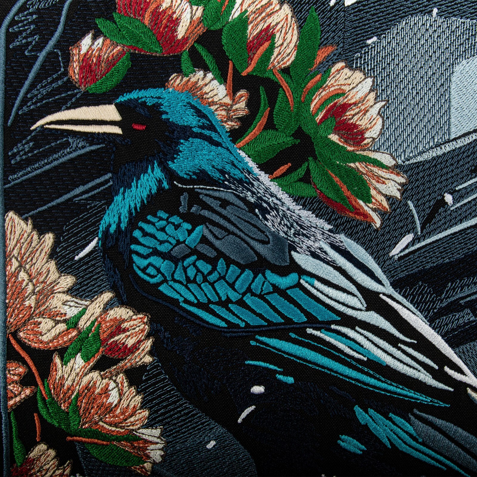 Crow Large Back Patch, Embroidery Witchy Art with Flowers, Raven Bird, Iron On