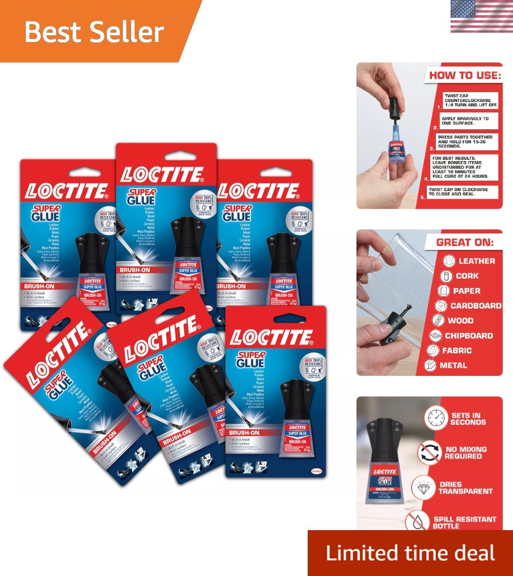 Invisible Repairs with Brush-On Super Glue – Fast-Setting, 6 Pack, 0.18 fl oz